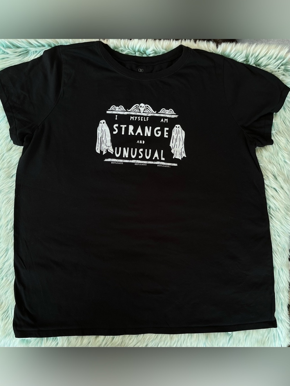 Beetlejuice Black Graphic Tee - "I Myself Am Strange and Unusual"